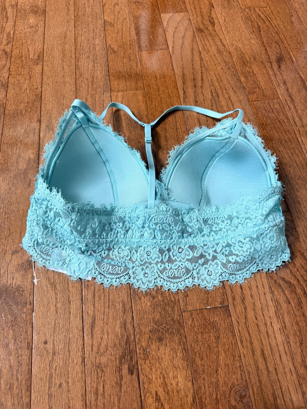 aerie Eyelash Lace Padded T-Back Bralette - Picture 3 of 7